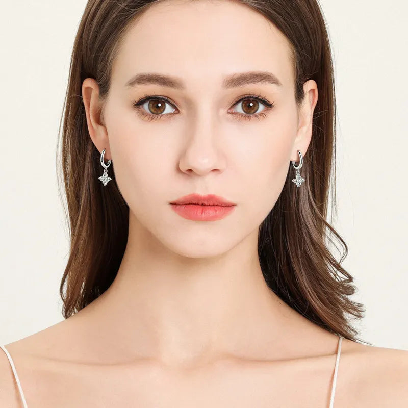 Moissanite Hoop Drop Earrings
