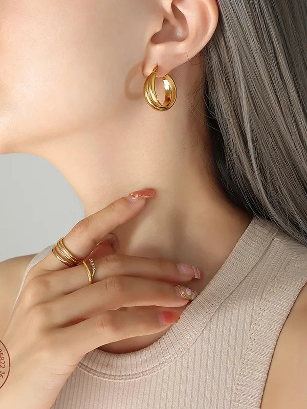 Double U-shaped earrings with titanium personalized earrings