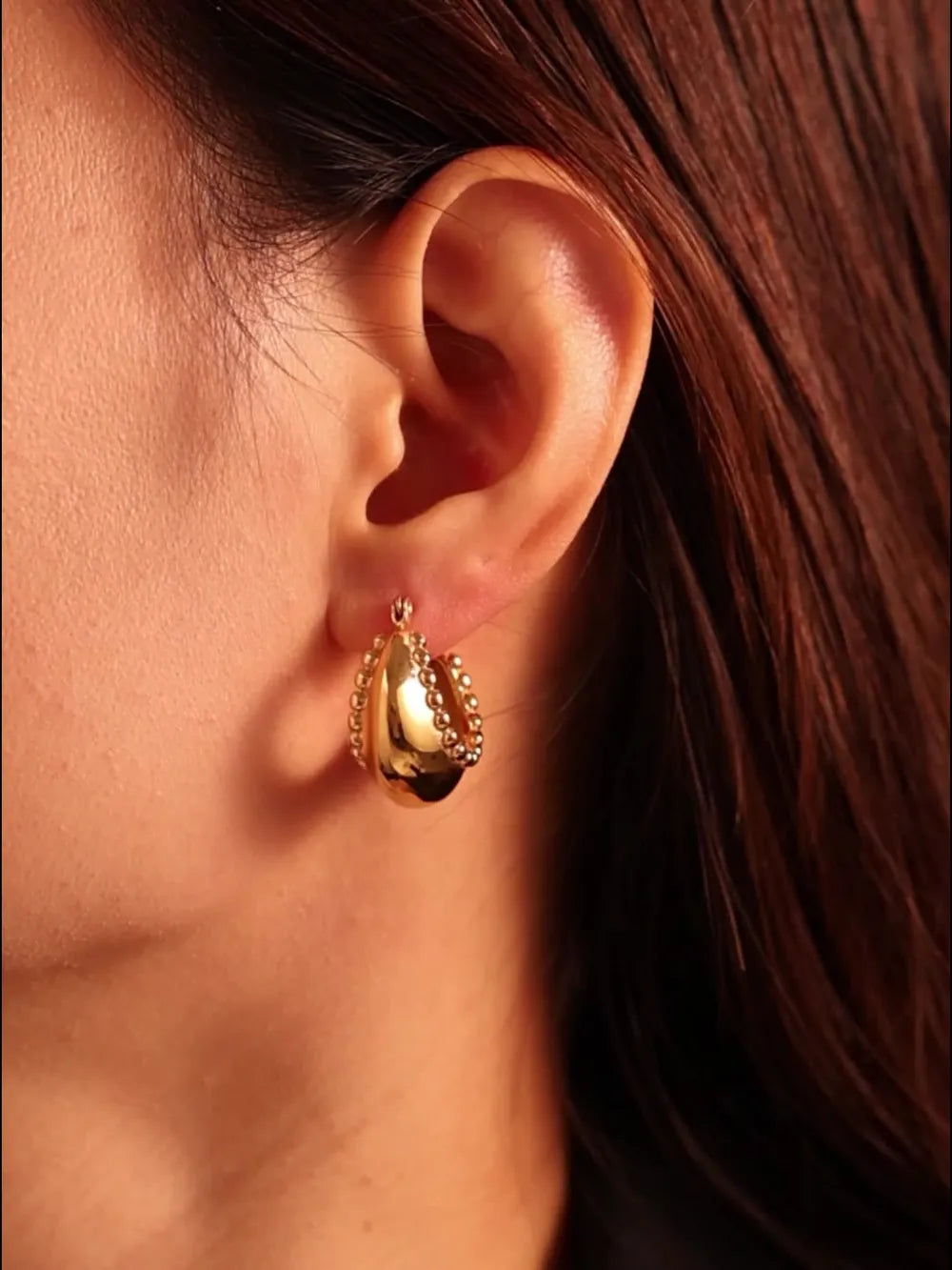 Small Bead Double C Earrings