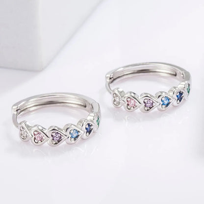 Inlaid Zircon Heart Huggie Earrings